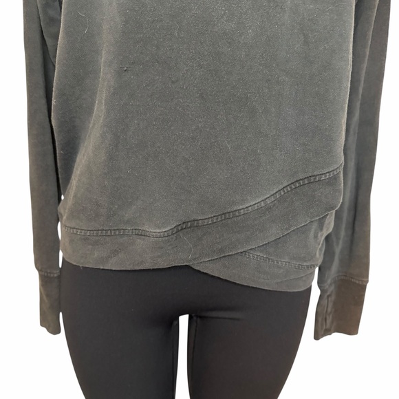 Athleta Pullover tencel modal washed Black Hoodie tulip crossover sweatshirt S - Picture 3 of 5